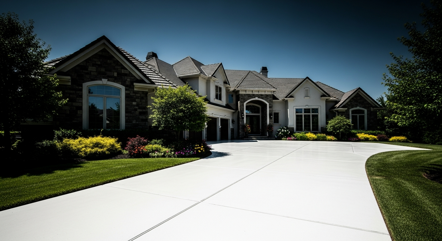 Pressure washing a clean Fort Worth residential driveway